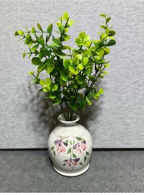 Vintage studio art ceramic pottery bud vase Hand painted cottage core, aesthetic